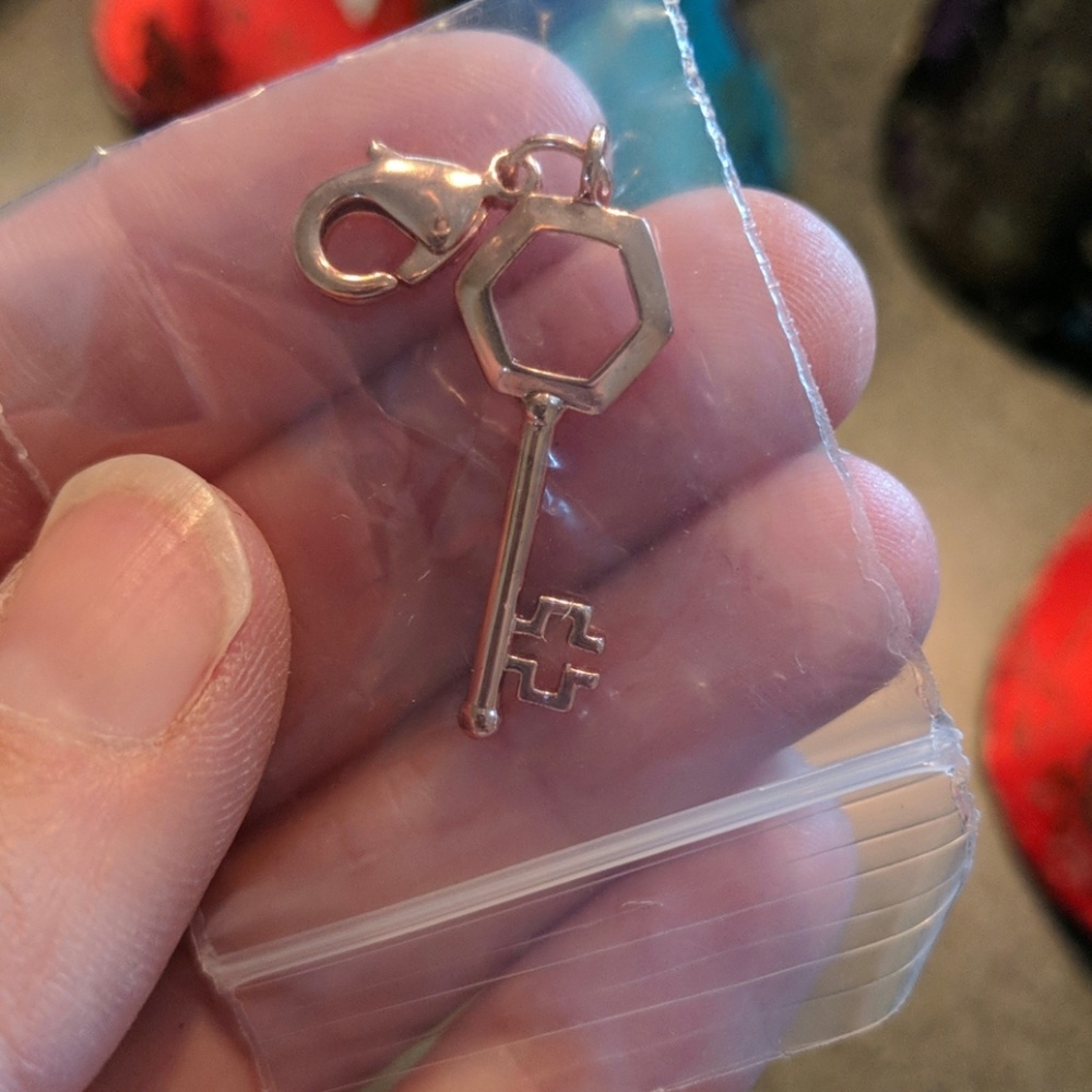 Origami Owl rose gold key dangle